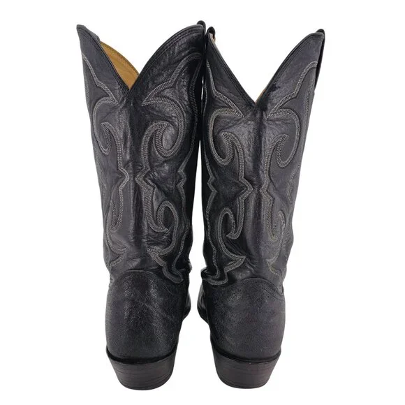Vintage Nocona Exotic Elephant Print Men 9.5D Black Leather Cowboy Western Boots - Picture 4 of 15